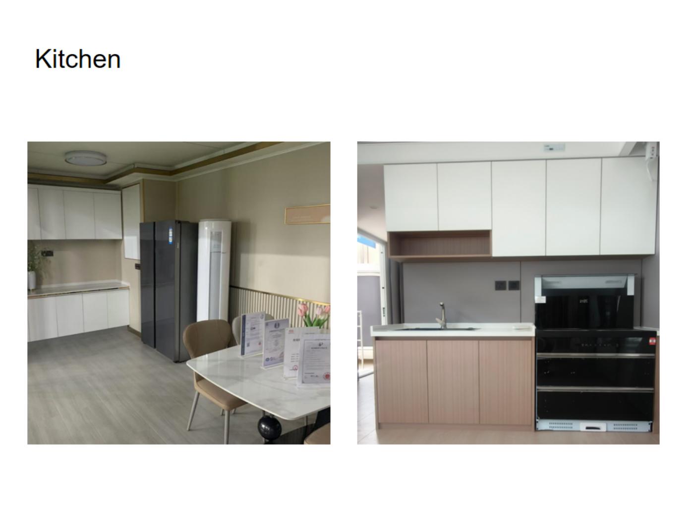 Cocina integrada y muebles altos